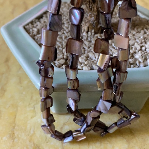 Antique abalone double strand long necklace